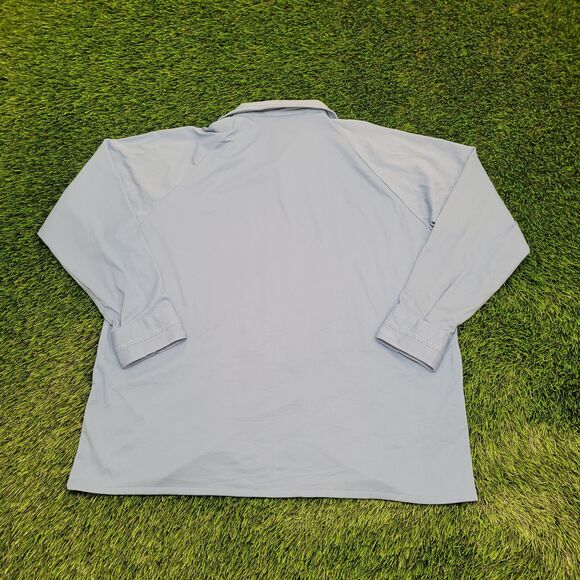 Vintage 70s Disco Hippie Button Shirt XL 25x29 Blue - Picture 2 of 12